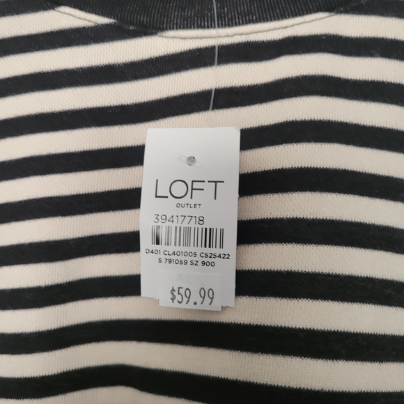 Loft Black/Off White Monogram Striped Sweater Size: XL - Picture 12 of 12